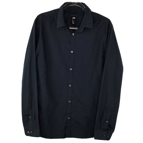 H&M Other - H&M Long Sleeve Button Front Shirt Mens Large Navy